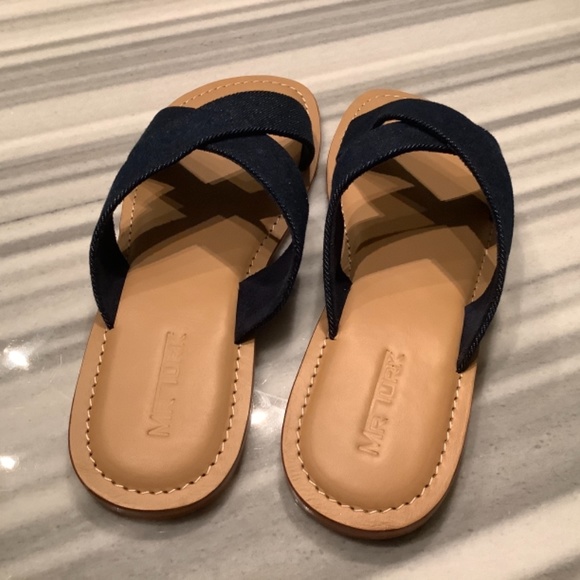 Mr. Turk MENS SLIDES SANDALS * BRAND NEW * Blue Denim Straps SIZE 13 Sho… - Picture 2 of 4